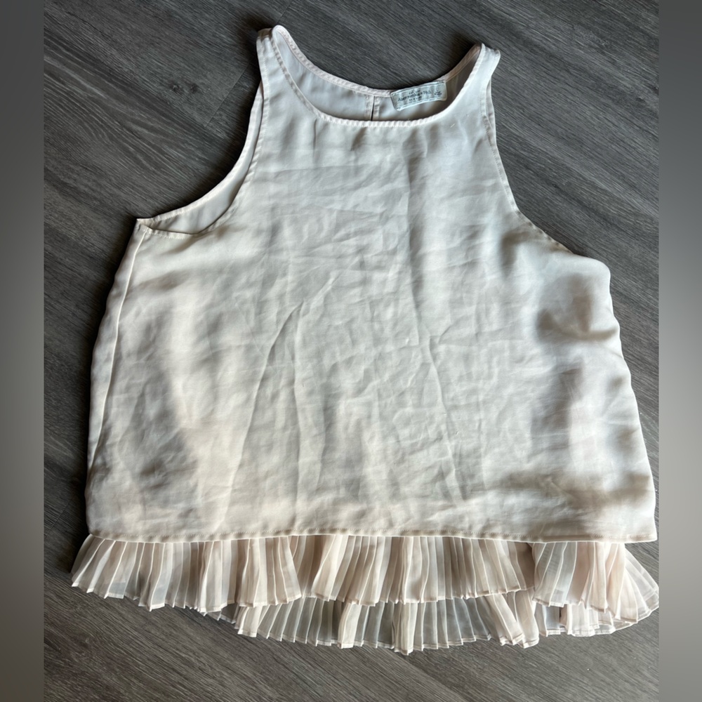 Abercrombie and Fitch Pale Pink Top with Pleated Hem